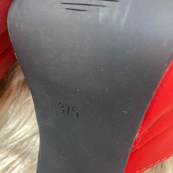 AMIUWEN Red Block Chunk Ankle Strap Platform Heels-closed toe sandal - Picture 9 of 9